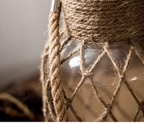 Rustic Hanging Mason Nautical Jar Rope Net Dry Flower Glass Vase with Handle Pack of 2 (2 Vase 8")