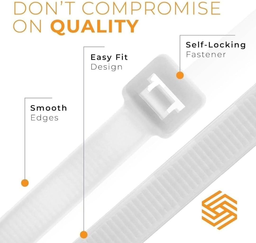 GTSE 12 Inch Mixed Colored Zip Ties, 200 Pack, 18lb Strength, UV Resistant Long Nylon Cable Ties, Self-Locking 8" Tie Wraps (Red, Blue, Green, Yellow)