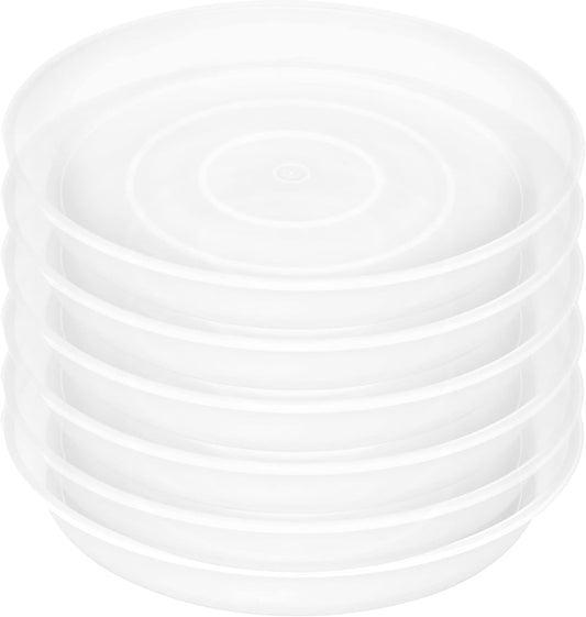 6 Pack of 8 inch Plant Saucer Clear, Heavy Duty Plastic Plant Water Tray 8 inch Round, Flower Plant Saucers for Indoors No Holes, Plant Dishes Saucer for Planter 7"/8" (8", Clear)