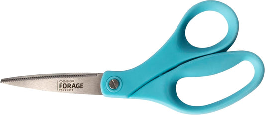 OASIS Forage Precision-Cut Floral Stem Shears | Stainless Steel Serrated Double Walled Blades | Bright Blue Ergonomic Handle