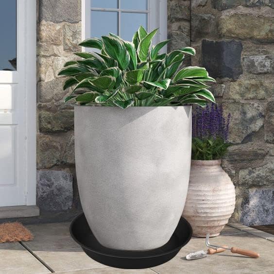 2 Pack of 16 17 inch Plant Saucer (15 inch Base), 2.3" Depth, Plant Trays for Pots, Plastic Plant Saucers for Indoors, Bird Bath Bowls, Flower Pot Drip Trays for Planter (17", Black)