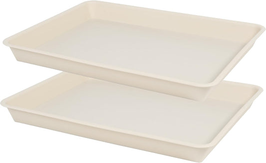 Rectangle Plant Tray, Plant Drip Tray, Plant Pot Saucers, Plant Germination Trays, Plant Saucers, 14.5'' x 11'' x 1.5'' (2 pack), Beige