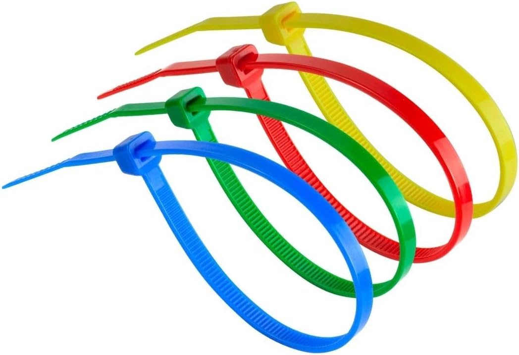 GTSE 12 Inch Colored Ties, 200 Pack, 50lb Strength, UV Resistant Long Nylon Cable Ties, Self-Locking 12" Tie Wraps