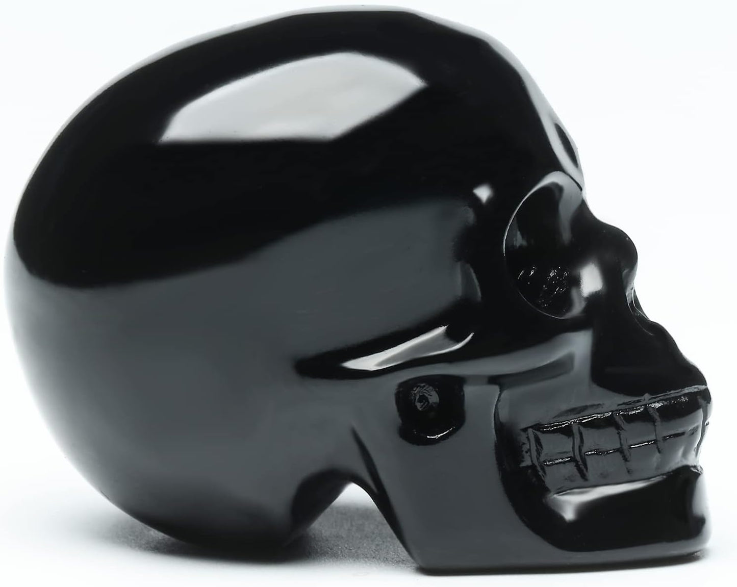 2''Natural Black Obsidian Crystal Skull Head Hand Carved Reiki Healing Stone Statue Healing Home Office Art Room Decoration