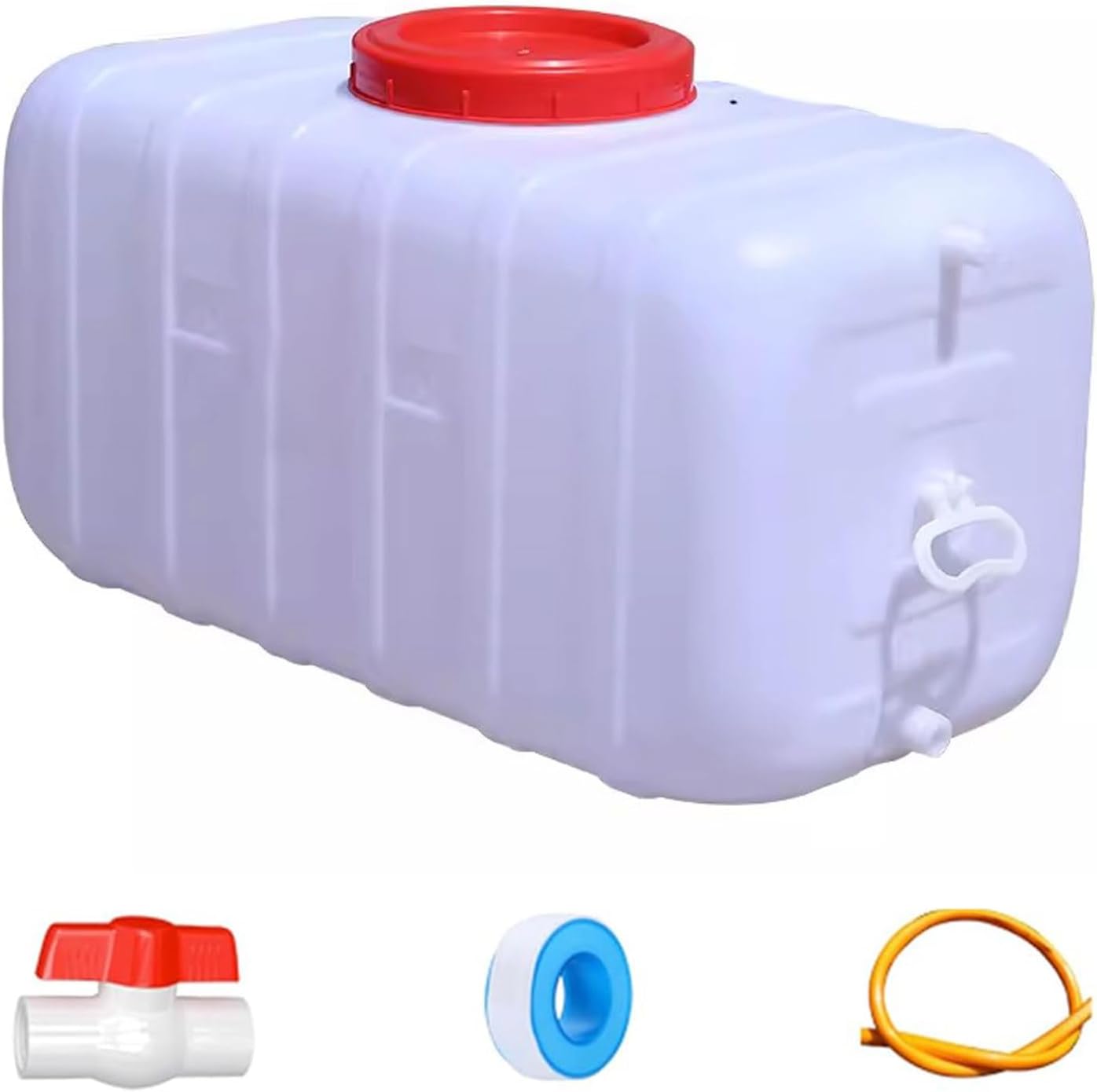 Large Water Storage Tank BPA Free Water Jug Container with Spigot, Portable Food Grade Plastic with Wide Opening for Outdoor Camping Hiking RV Emergency(Size:110L,Color:White)