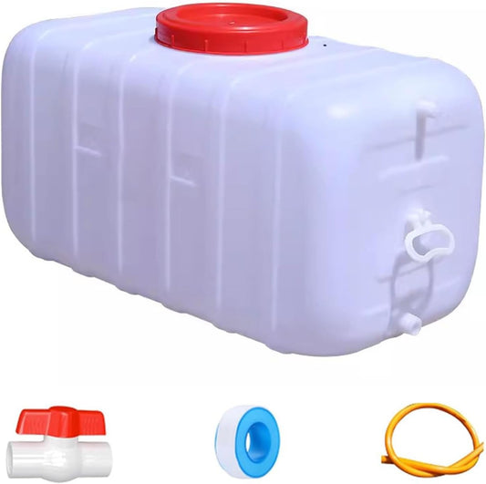 Large Water Storage Tank BPA Free Water Jug Container with Spigot, Portable Food Grade Plastic with Wide Opening for Outdoor Camping Hiking RV Emergency(Size:200L,Color:White)
