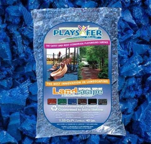 Playsafer Rubber Mulch Nuggets Protective Flooring for Playgrounds, Swing-Sets, Play Areas, and Landscaping (2,000 LBS - 77 CU. FT, Blue)