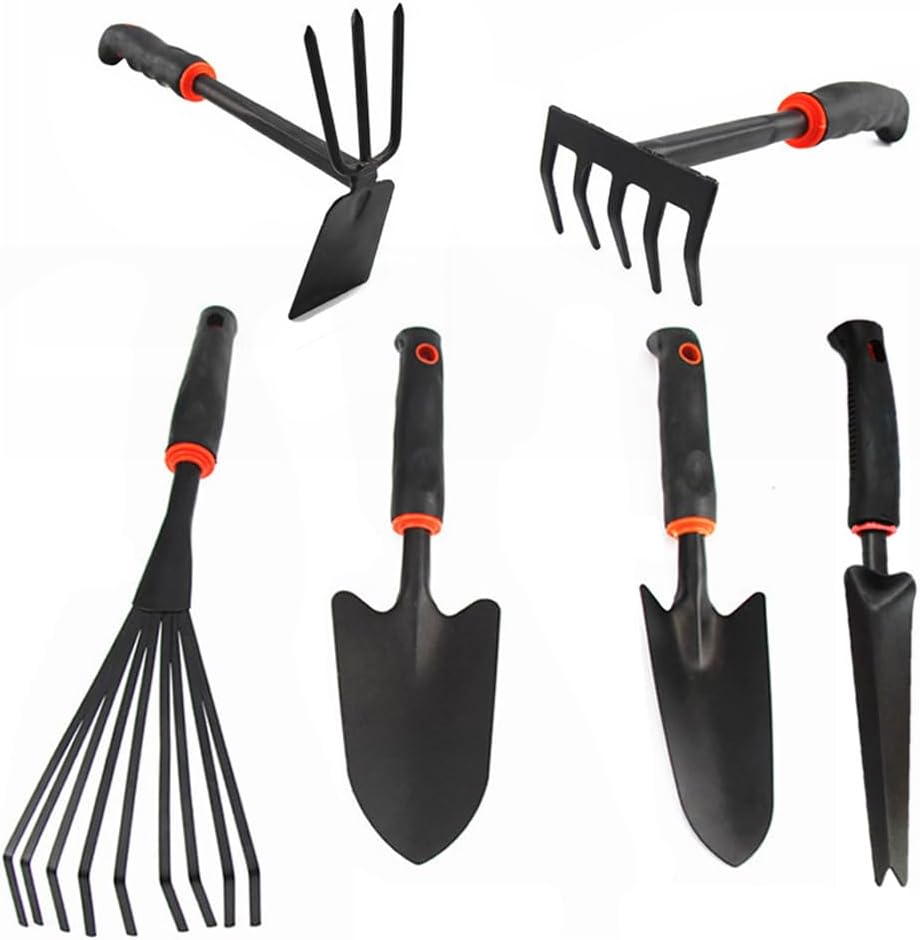 Large Garden Tool Set with Non-Slip Rubber Handle - 6 Piece Heavy Duty, Gardening Hand Tools, Sturdy Durable, Classic Utility Gardening Gift