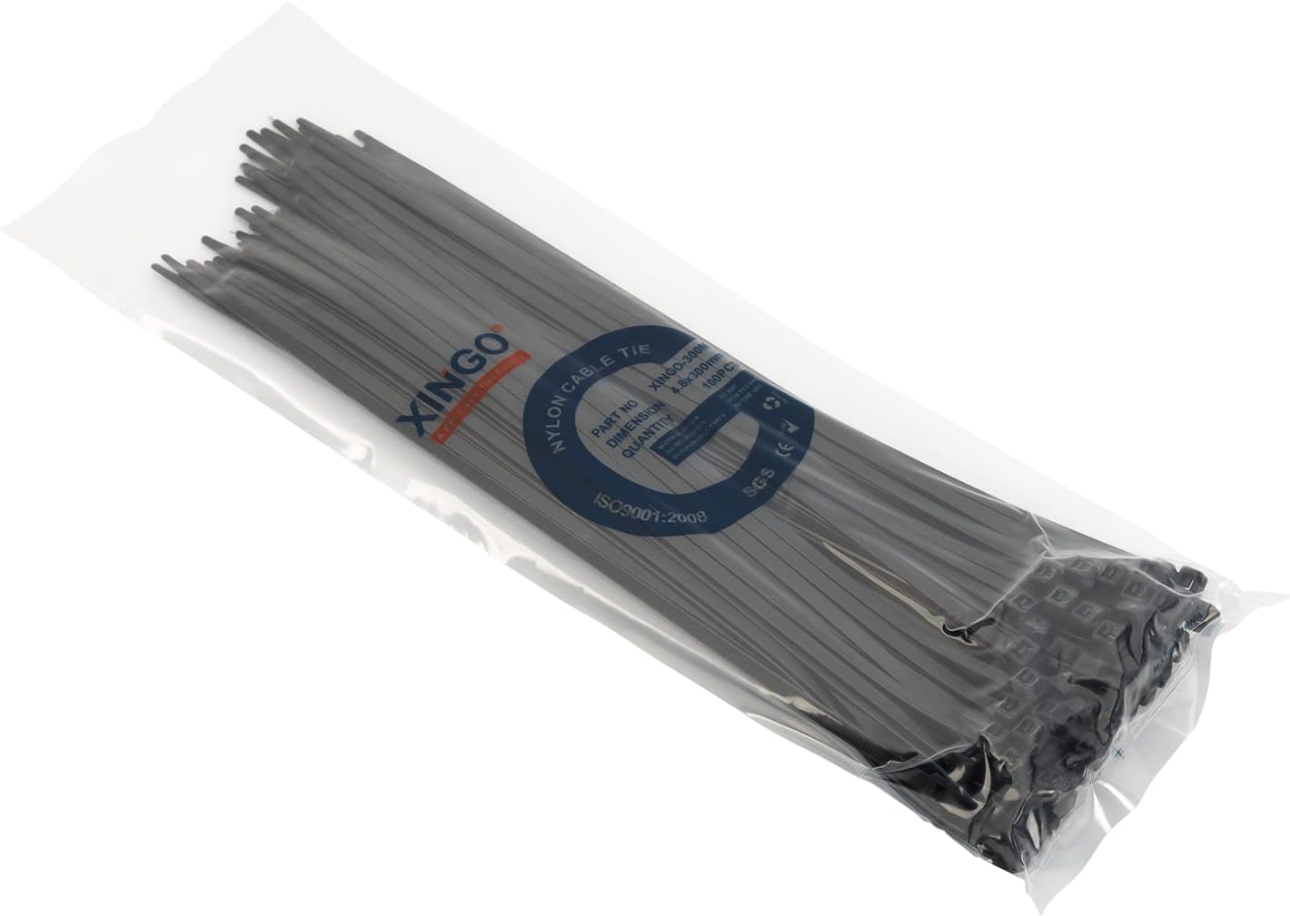 XINGO 100PCS Cable Zip Ties Heavy Duty, Premium Nylon Plastic Wire Ties with 50 Pounds Tensile Strength, Self-Locking Black Nylon Zip Ties for Indoor and Outdoor (12 inch, Black)