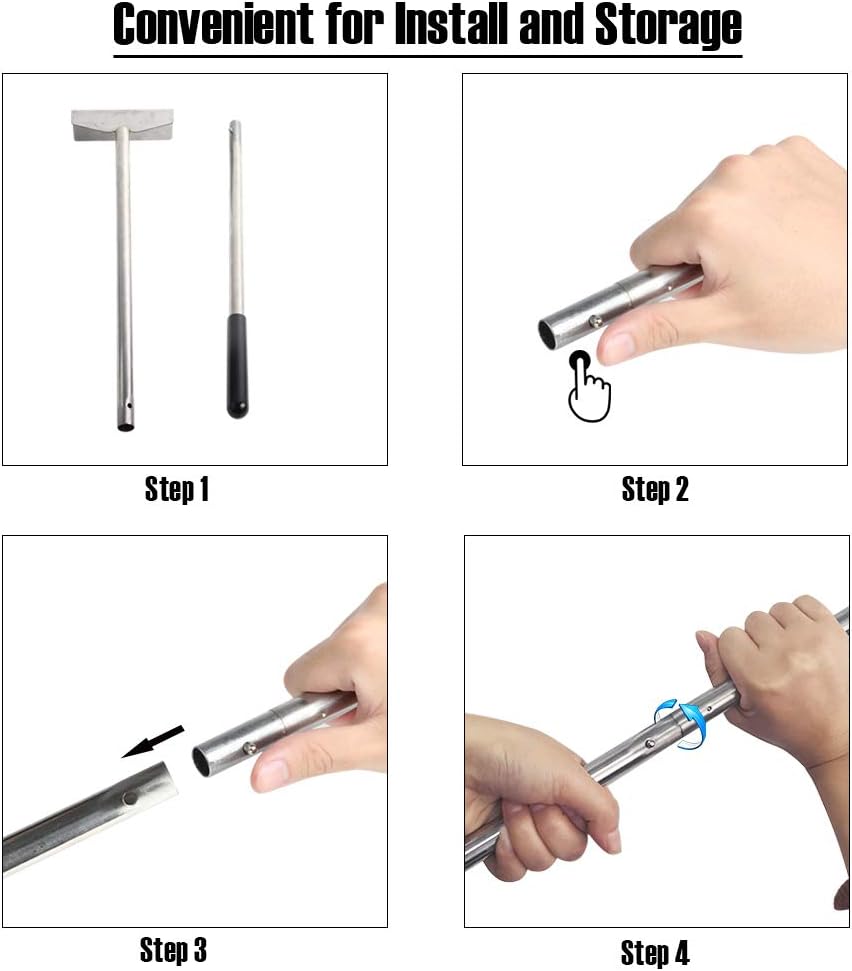 Charcoal Grill Rake Grill Ash Tool Accessories,Charcoal Kettle Grill Pizza Oven Ash Rake Stainless Steel-32 inch