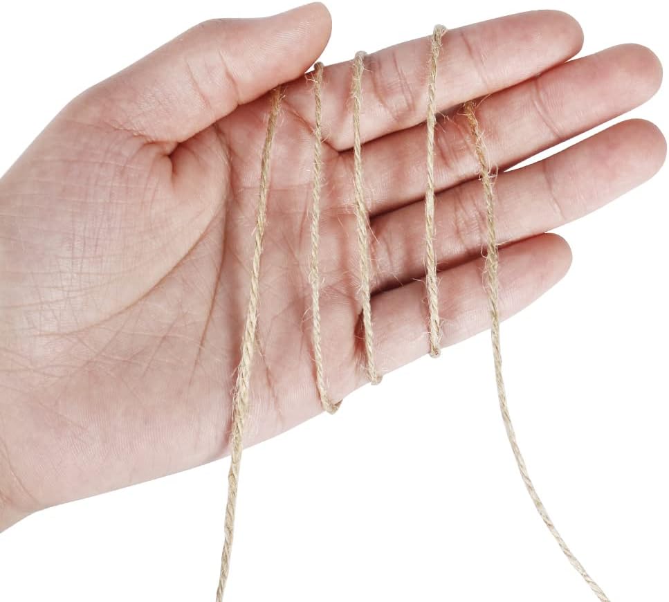 Tenn Well Natural Jute Twine, 500 Feet Long Brown Twine String Rope for Crafts, Gift Wrapping, Gardening, Bouquets, Holiday Decorations