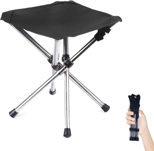 Ultra-Lightweight Stainless Steel Folding Camping Stool - Compact Portable Backpacking Stool with Carry Bag Supports 240 lbs 12.6” Folded Size for Hiking Travel Outdoor Events