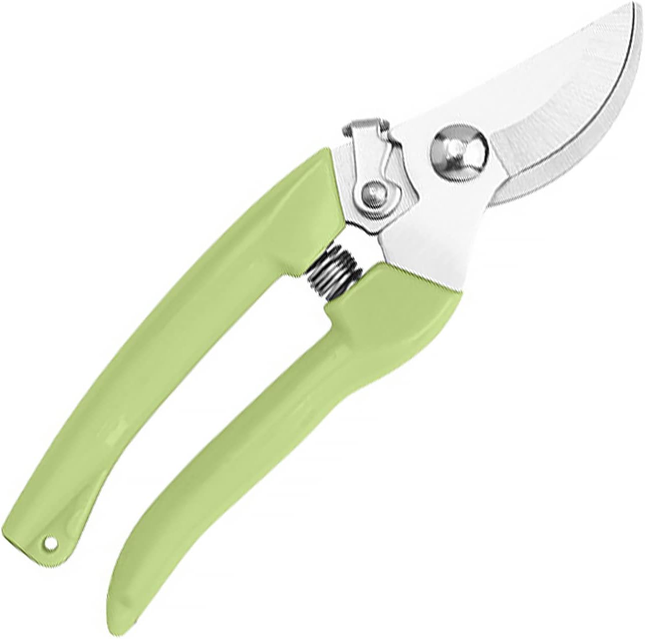 Curve Gardening Scissor with Sharp Stainless Steel Blade Garden Shears for Cutting Flowers Trimming Plants of Yard Florist Flower Rose Herb Hedge Bonsai and Fruits Picking (Green Handle)