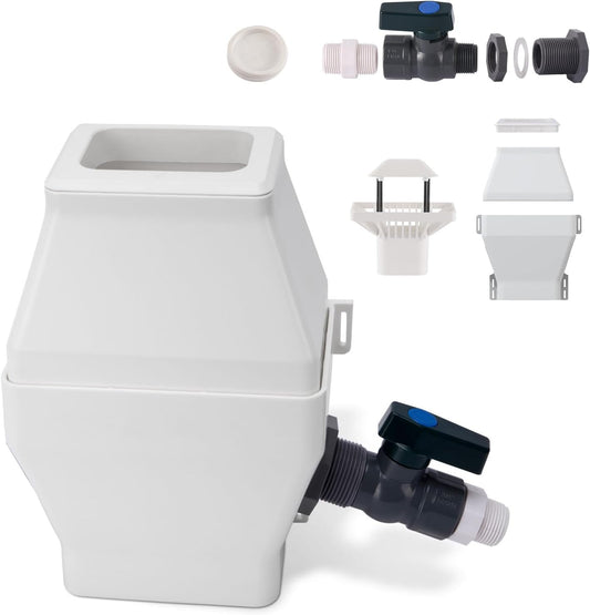 Rain Barrel Diverter Kit - Rainwater Collection System Fits 2x3 or 3x4 Inch Downspout with Filter and PVC Spigot