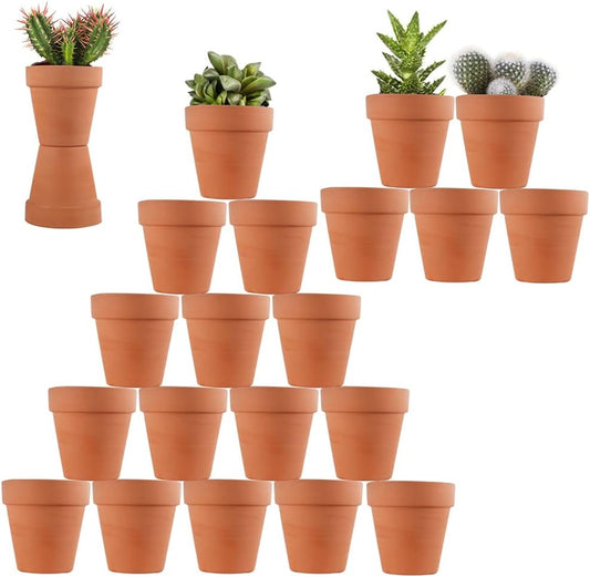 3 Inch Terracotta Pots - 22Pack Clay Flower Pots with Drainage Hole, Succulent Nursery Pot/Cactus Plant Pot. Great for Plants, Crafts, Wedding Favorn, DIY Production