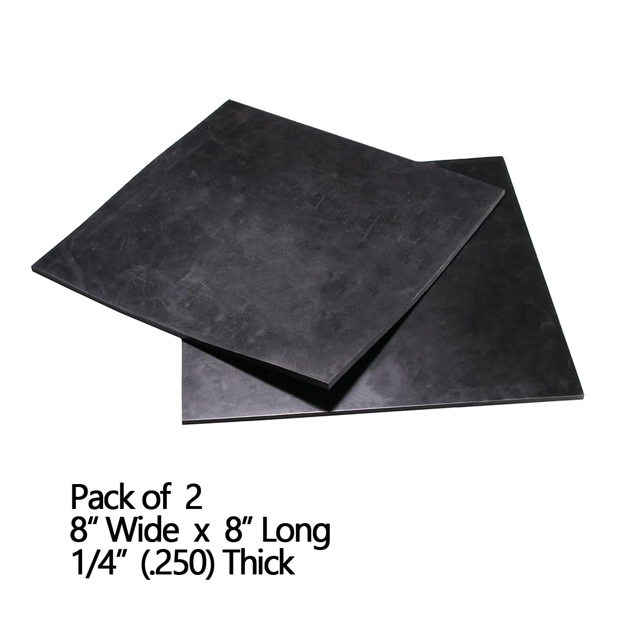 NABOWAN Solid Rubber Sheets,Strips,Rolls 1/4" (.250") Thick x 8" Wide x 8" Long (Pack of 2) Neoprene Rubber, Perfect for DIY Gasket Material, Sealing, Liner, Shield, Padding, Mat
