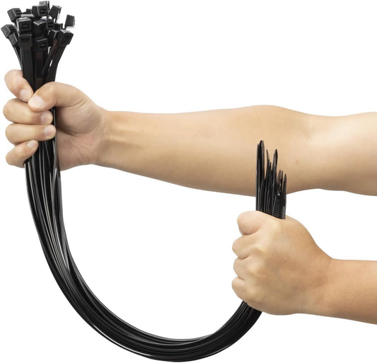 XINGO 24 Inch Black Large Zip Ties Heavy Duty 500 Pack, 200 LBS Ultra Strong Plastic Wire Ties, Large Cable Ties Extra Long Tie Wraps, Indoor and Outdoor UV Resistant