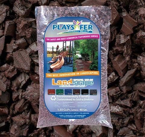 Playsafer Rubber Mulch Nuggets Protective Flooring for Playgrounds, Swing-Sets, Play Areas, and Landscaping (1,000 LBS - 39 CU. FT., Brown)
