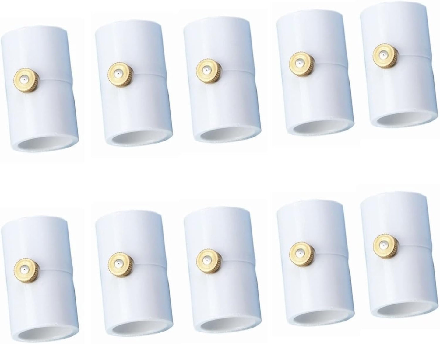 1/2 Inch PVC Coupling with Brass Mist Nozzle PVC Splitter with Brass Misting System Nozzles (Pack of 10)