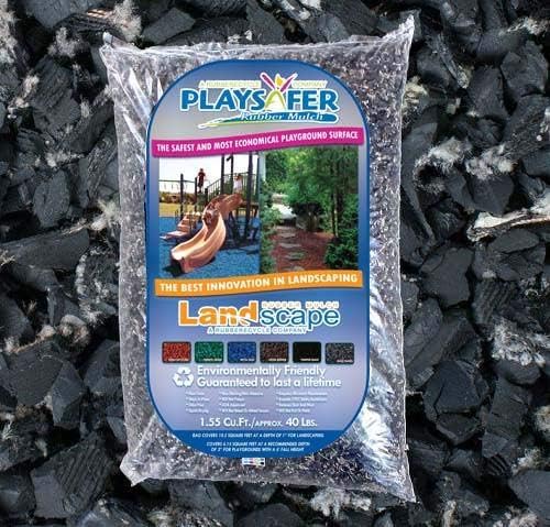 Playsafer Rubber Mulch Nuggets Protective Flooring for Playgrounds, Swing-Sets, Play Areas, and Landscaping (1,000 LBS - 39 CU. FT., Natural Black (Unpainted))