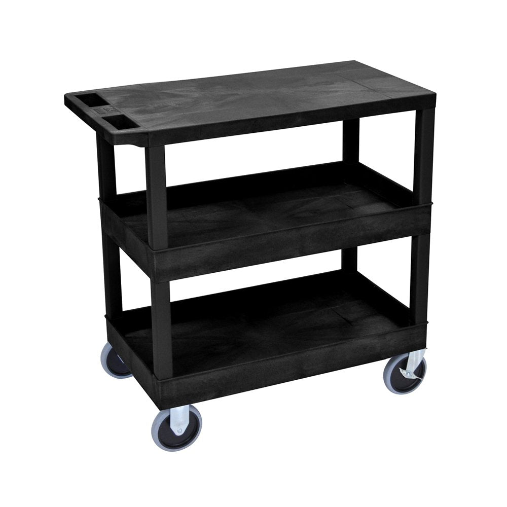 LUXOR EC211HD-B 32" x 18" Cart - Two Tub/One Flat Shelves