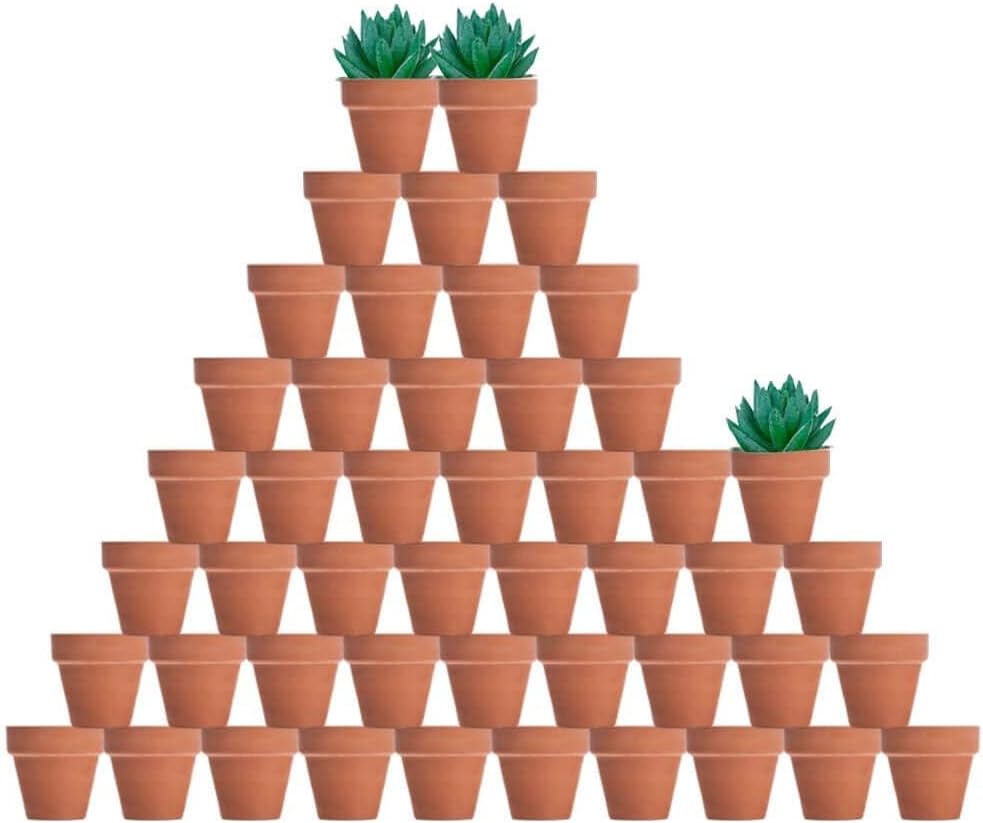 vensovo 48 Pcs 2" Tiny Terracotta & Terra Cotta Pots with Drainage - Small Mini Clay Ceramic Pottery Planter Ideal for Indoor/Outdoor Plants, Crafts, Wedding Favors