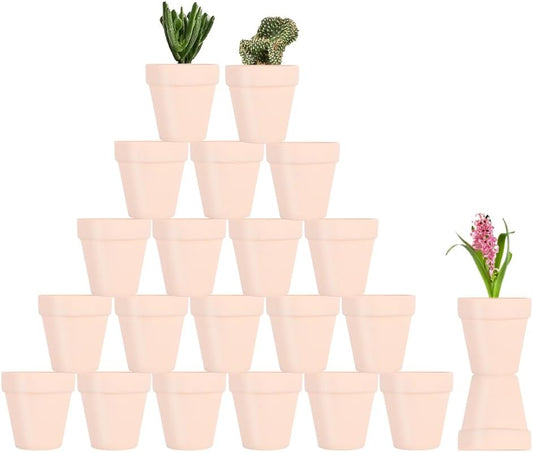 3 Inch Terracotta Pots - 22Pack Clay Flower Pots with Drainage Hole, Succulent Nursery Pot/Cactus Plant Pot. Great for Plants, Crafts, Wedding Favorn, DIY Production (Pink)