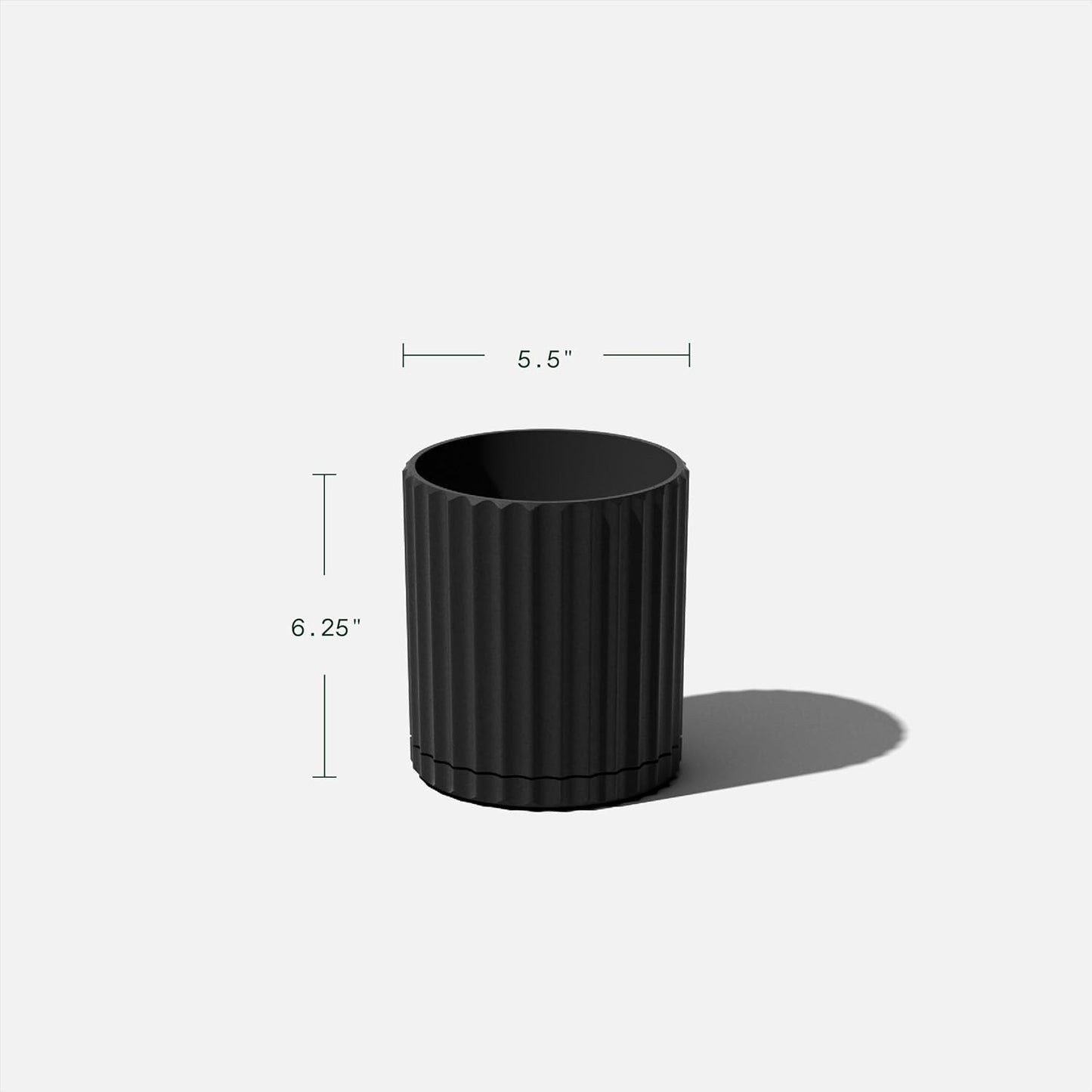 Veradek Demi Series Demi 6" Planter w/Tray - Black, 2 Pack