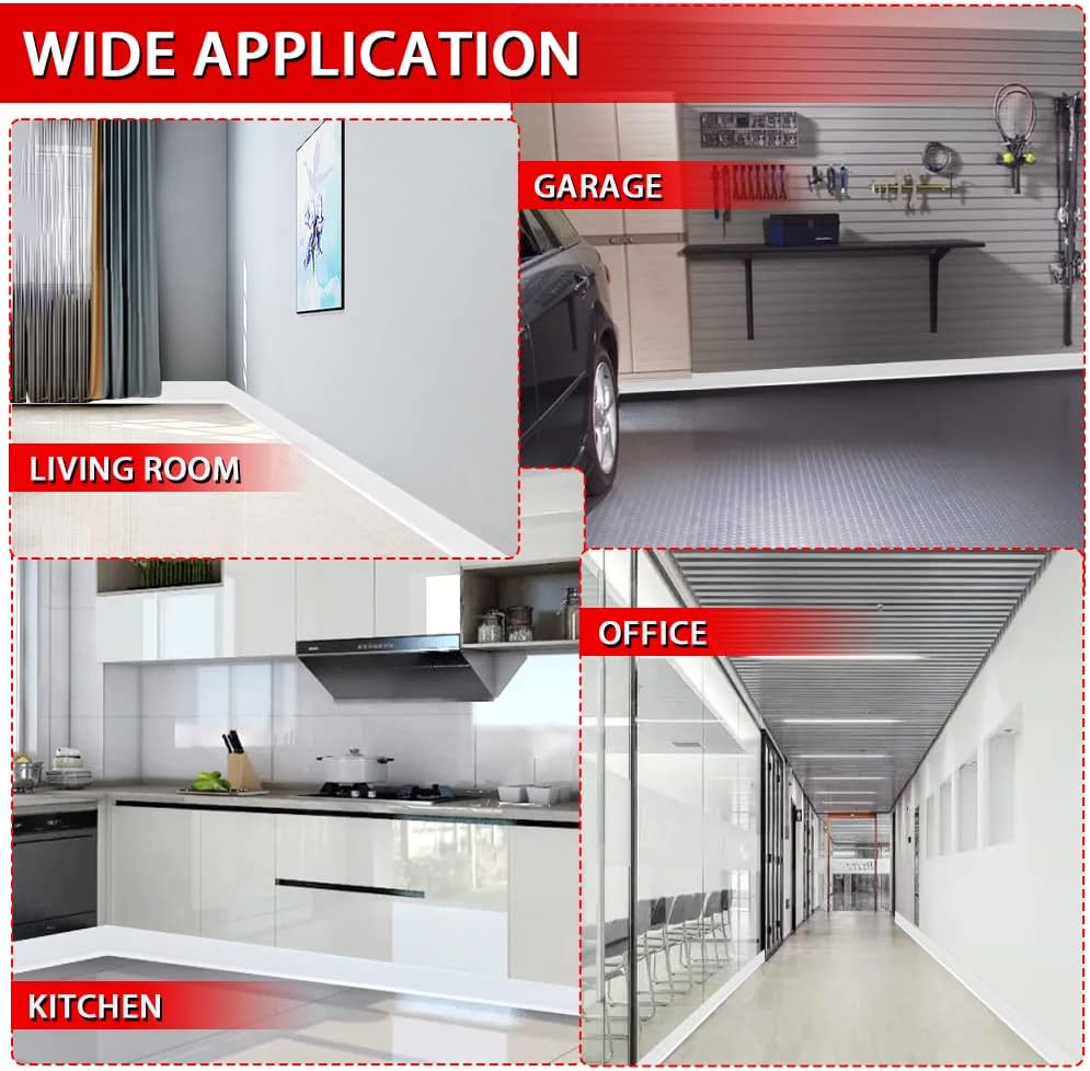 FONUNO Vinyl Wall Base Baseboard Molding Trim 4" Flexible Self Adhesive Rubber Wall Base Moulding Trim Peel and Stick Design, 4 Inch x 100 Feet, White