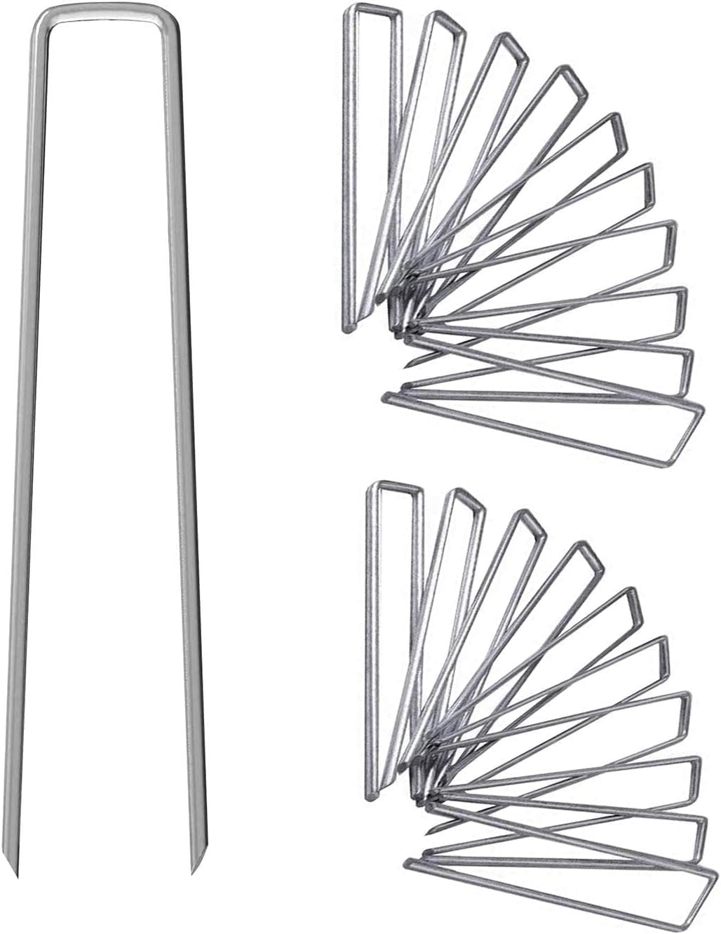 12 Inch Galvanized Garden Landscape Staples Stakes, 25 50 100 PCS Anti-Rust Garden Staples U-Shaped Landscape Pins for Secure Lawn Fabric (50, 12 Inch)