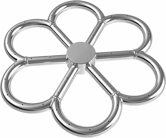 Skyflame 12-Inch Stainless Steel Fire Pit Burner, Flower-Shape Burner Ring for Fire Pit, Natural Gas & Propane Fireplace, Max BTU 90K