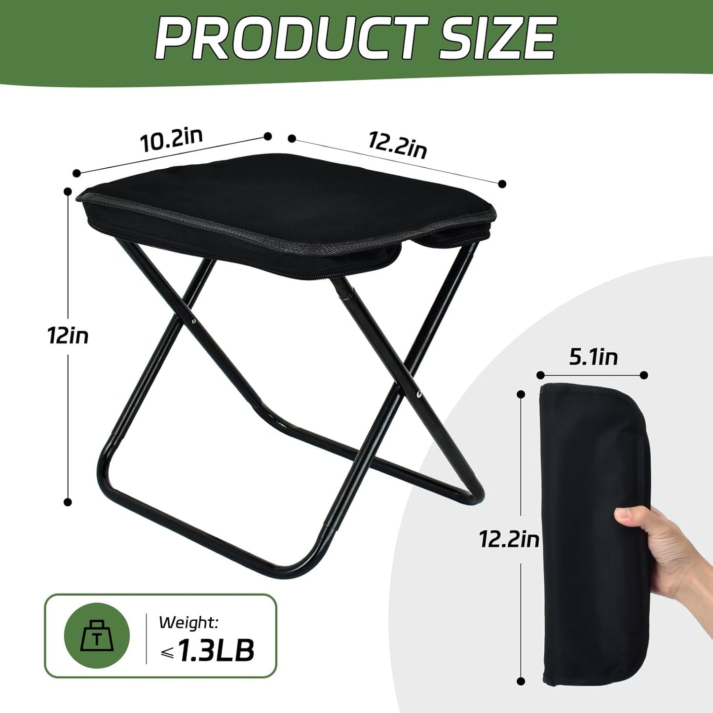 Collapsible Stool, Portable Chair, Lightweight Portable Stool for Adults, Portable Chairs for Adults, Holds Up to 330LBS, Ideal for Camping, Hiking, Outdoors, and Events