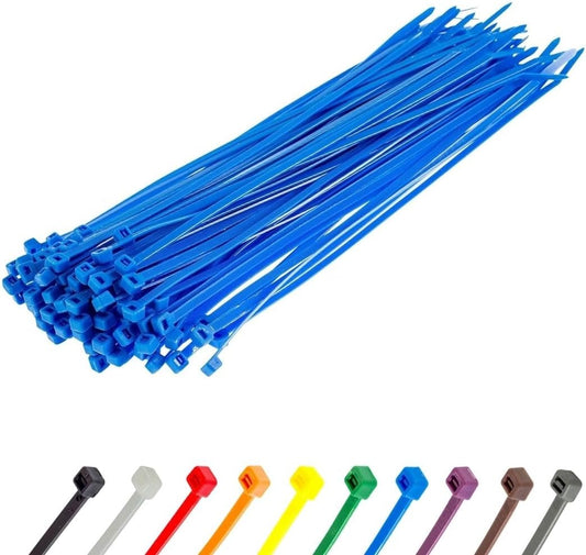 GTSE 12 Inch Blue Zip Ties, 100 Pack, 50lb Strength, UV Resistant Long Nylon Cable Ties, Self-Locking 12" Tie Wraps
