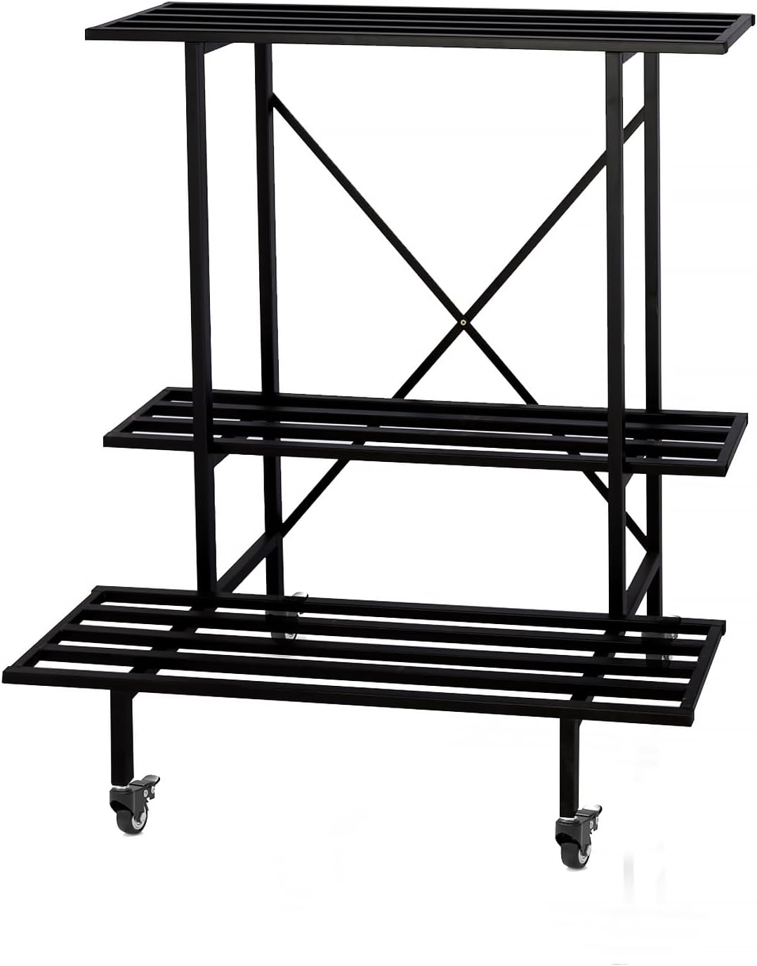 Zhongma 3 Tier Metal Heary Duty Plant Stand with Wheels, 35.43 L x 17.5 W x 38.6H . Space saving Plant Stand