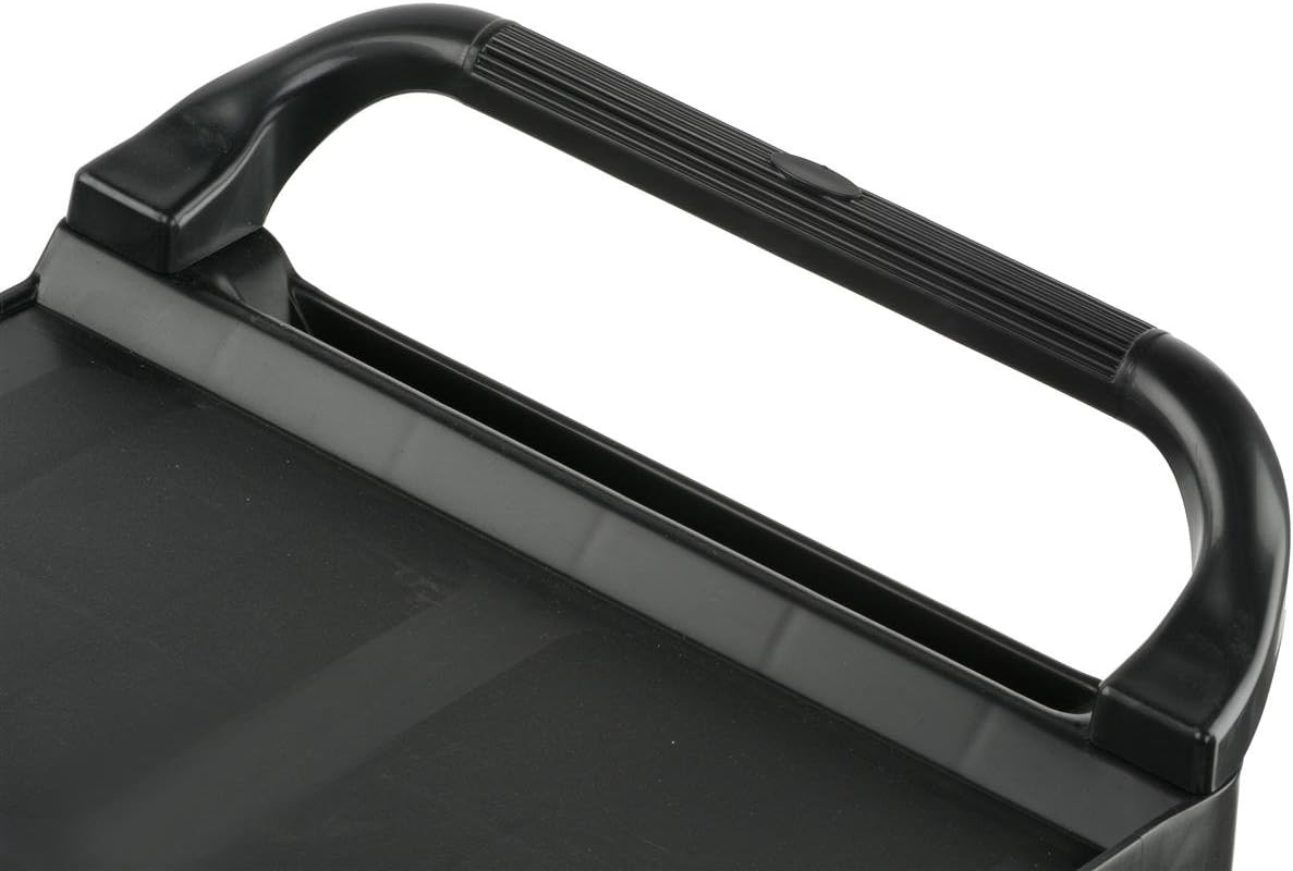 3-Shelf Utility Cart with Swivel Wheels, Enclosed Design with 2 Side Handles, Plastic and Aluminum (Black)