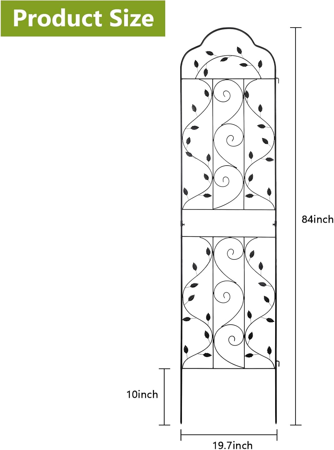 hogardeck Metal 84 * 19 Garden Trellis 2-Packs for Climbing Plants Flowers Vegetables Planting Arched Outdoor Decoration for Courtyards Lawns Gardens