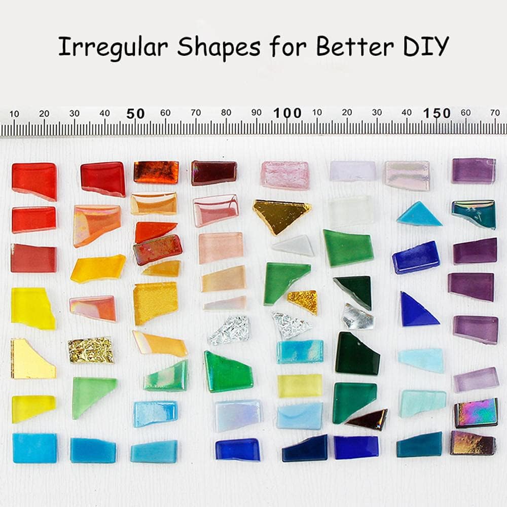 1.1lb Irregular Crystal Mosaic Tiles,Small Mosaic Tile DIY Hobbies Children Handmade Crystal Craft for Crafts Bulk DIY Picture Frames Handmade Jewelry Coaster (Red Series)