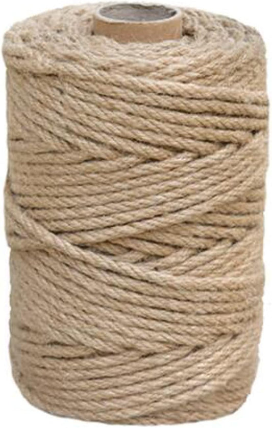 1/5 in (5 mm) X 328 FT (100 Meters) Jute Twine Rope String for Home Decorating, Cat Scratcher Post Tree, DIY Arts Crafts, Garden, Binding, Packing Material