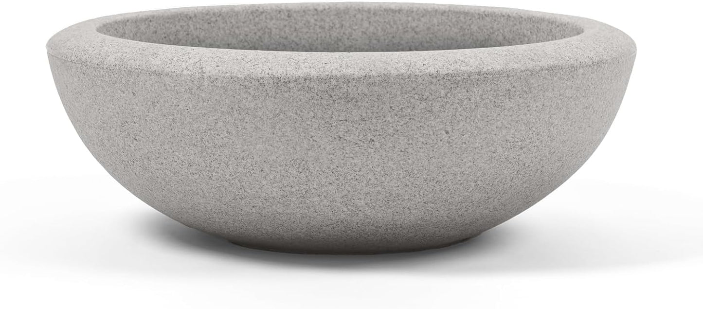 ARBORA 26" Santorini Bowl Polyresin Indoor and Outdoor Planter with Stone Blend Concrete Gray Finish - Durable, Weatherproof, Lightweight, Large Plant Pot for Patio, Garden, Deck, Entryway
