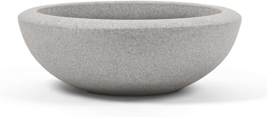 ARBORA 26" Santorini Bowl Polyresin Indoor and Outdoor Planter with Stone Blend Concrete Gray Finish - Durable, Weatherproof, Lightweight, Large Plant Pot for Patio, Garden, Deck, Entryway
