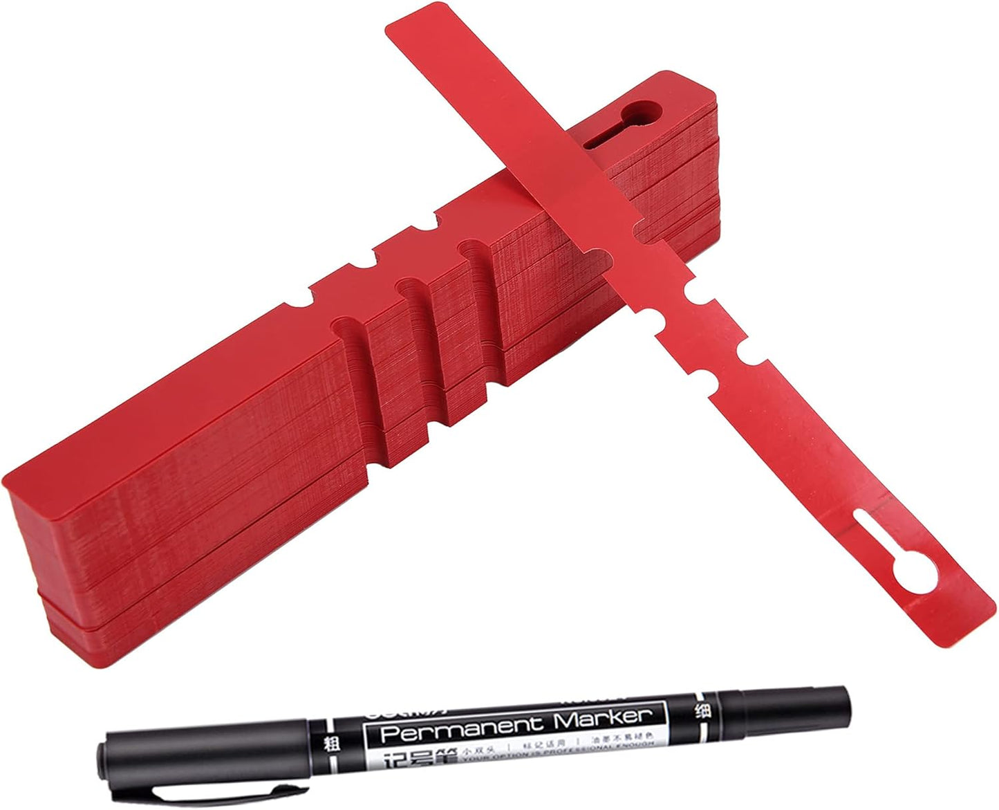 200 Pcs Red Plastic Plant Tags with a Marker Pen, Wrap Around Hanging Tree Tags Nursery Garden Labels Waterproof Nursery Garden Stakes, 2x20cm