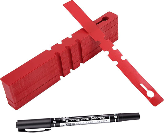 200 Pcs Red Plastic Plant Tags with a Marker Pen, Wrap Around Hanging Tree Tags Nursery Garden Labels Waterproof Nursery Garden Stakes, 2x20cm