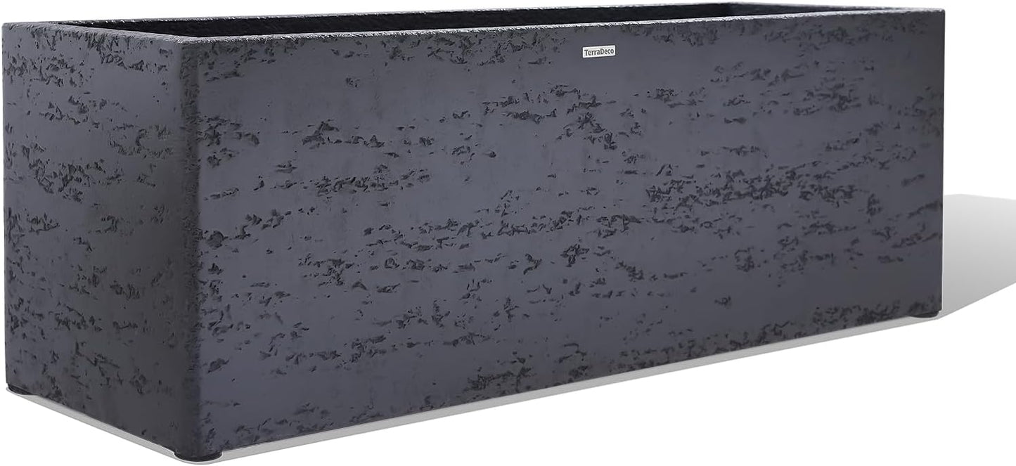 42 Inch Rectangular Concrete Planter（42Lx14Wx15H，58 Pounds）,Durable All-Weather Use with Drainage Holes,Large Rectangular Planter for Outdoor Indoor Plants