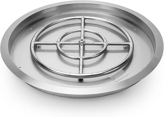 Stanbroil 19-Inch Round Fire Pit Burner Pan, Drop-in Gas Fire Pit Inserted for DIY Natural & Propane Gas Fire Table, Stainless Steel Firepit for Outside, BTU 92,000 Max