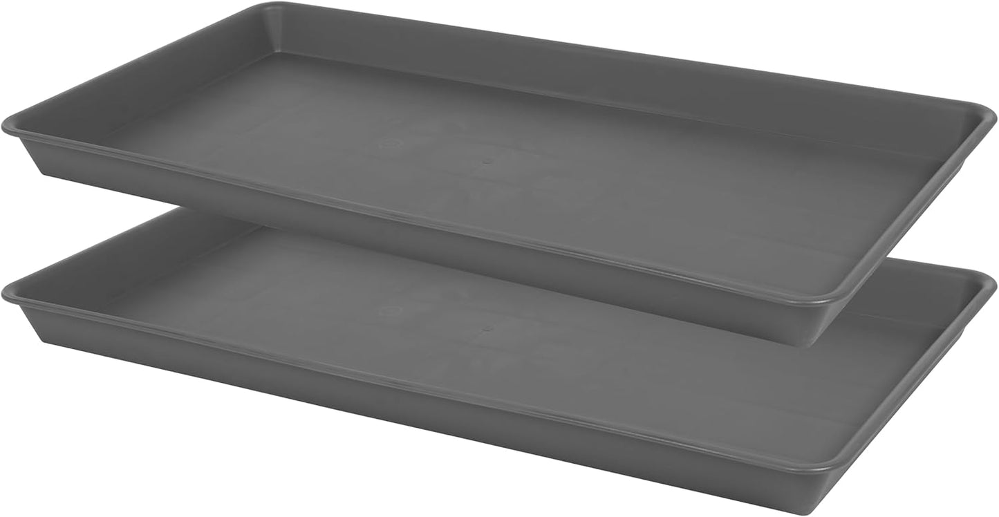 2 Pack Plant Growing Nursery 1020 Trays, Plant Saucer Tray, Heavy Sturdy Seed Starting Trays, Plant Starter Trays for Indoors No Holes, Seed Starter Growing Tray (22"x11.2", Gray)