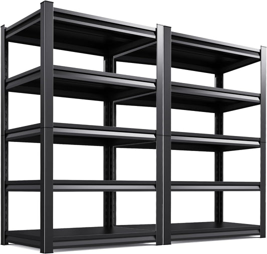93''HStorage Shelves,5 Tier Garage Shelving 3500LBS Heavy Duty,Metal Shelves Adjustable Industrial Shelving Units,Rustproof Shelf Rack 93''H*45.7''W*19.7''D,2 Pack