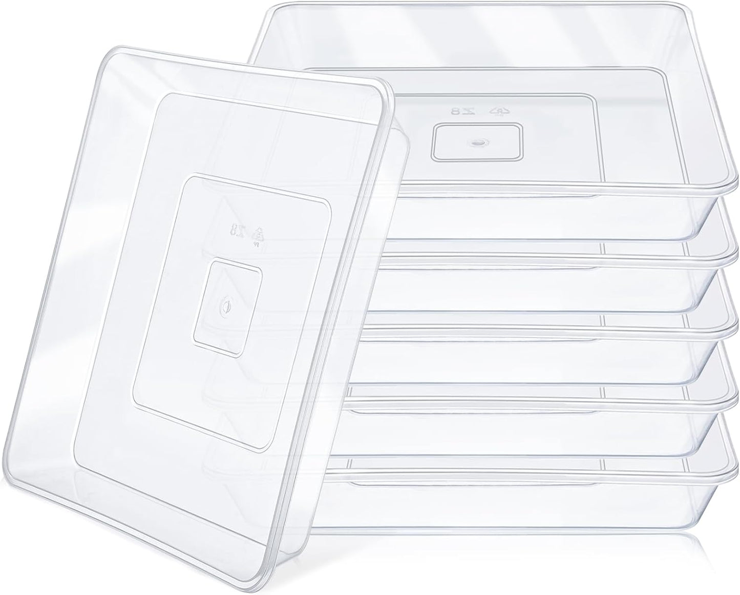 GREANER Square Plant Saucer, 8 Inch Plant Trays for Indoors No Holes, Clear Water Trays for Pots, Durable Flower Pot Saucers for Indoors and Outdoors(6 Packs)