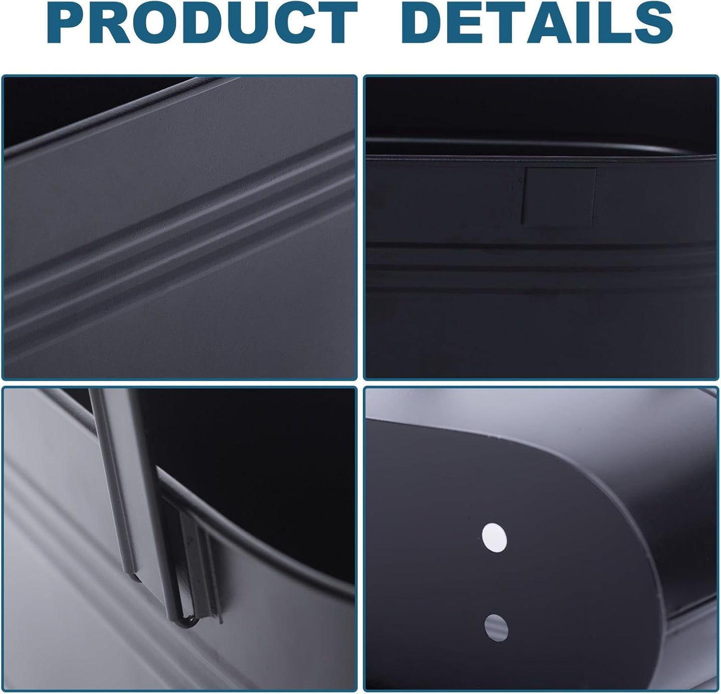 Balcony Planters 16 Inch Railing Hanging Metal Planters with Hooks for Outdoor Plants Flower Boxes for Fence Patio Deck 3 PCS(Black)