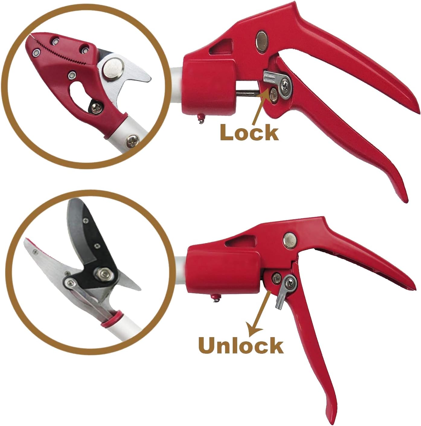 6 Feet Cut and Hold Tree Pruner, Rotation Pole Tree Trimming, Long Reach Fruit Picker, Branches Bypass Lopper