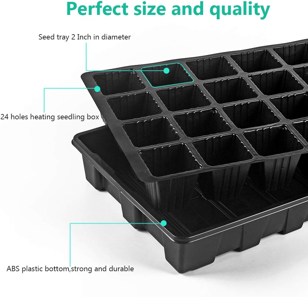240 Cells -24 Grow Trays with Humidity Dome and Cell Insert - Mini Propagator for Seed Starting and Growing Healthy Plants Durable Reusable and Recyclable 10 Pack